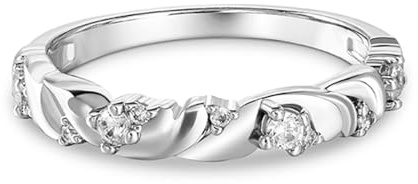 Jeulia Partnerringe für Sie und Ihn Wave Design Verlobungsring Mann Frau Freundschaftsring Band Ring mit Zirkonia für Geburtstag, Weihnachten, Valentinstag