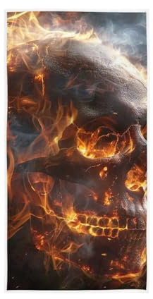 GAIREG Totenkopf- und Feuer-Handtücher, Baumwolle, saugfähig, weich, dekoratives Handtuch für Badezimmer, 38,1 x 76,2 cm