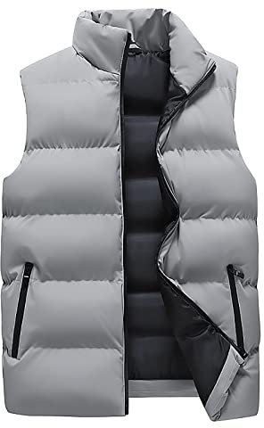 Padded Gilet for Men UK Plus Size Bodywarmer Warm Winter Jacket Puffer Vest Lightweight Sleeveless Body Warmer Jacket with Zip Pockets Quilted Thick Windproof Outwear Puffer Coat Size M-5XL