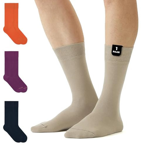 von Jungfeld - 1 Paar Herren Socken aus Bio-Baumwolle - Strumpf Herrensocken in Gr. 43-46 Light Taupe