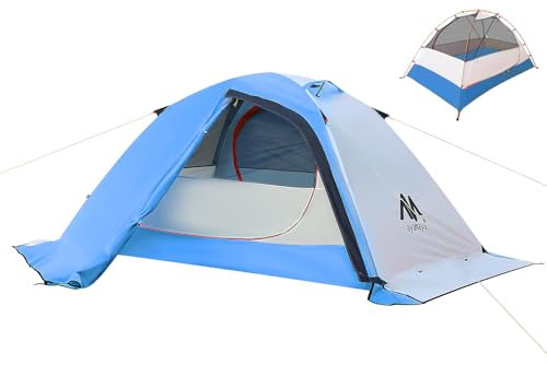 HIKERBRO Rucksackzelt - Leichtes & wasserdichtes Campingzelt, 2 Personen 4 Jahreszeiten für Winter und kaltes Wetter, doppellagig, Outdoor-Camping, Rucksackreisen, Wandern, Blau