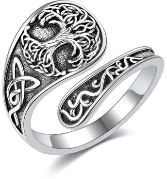 DAYLINLOVE Tree Of Life Spoon Rings 925 Sterling Silver Celtic Knot Tree Of Life Thumb Rings Tree Of Life Jewelry Gifts For Women