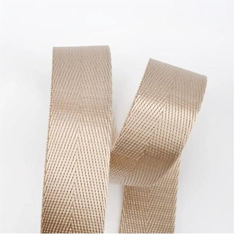 Ruban de Sangle en Nylon Ruban en nylon de couleur unie, 5 mètres, 20/25/32/38/50 mm, 1 mm d'épaisseur, for ceinture de sécurité, sac à dos, sangle de sac, bricolage, accessoires de couture(Beige,32mm