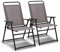 GOPLUS Gartenstühle 2er Set klappbar, Klappstuhl mit Hochlehner & bequemer Armlehne, Balkonstuhl wetterfest bis 150kg belastbar, Terrassenstühle für Garten Hof Terrasse Balkon, 59x50,5x93 cm, Grau