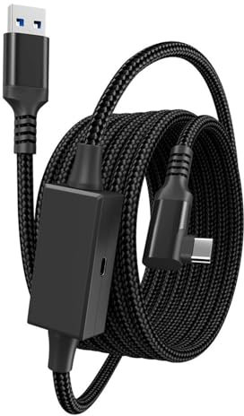 Euakee Cable de Enlace con Puerto de Carga, 5 Metros, Compatible con Q 3 / Q 2/1 / Q Pro, Accesorios de Realidad Virtual, Cable de Datos USB C de 2,5 Gbs de alta Velocidad