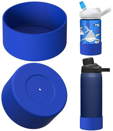 Linkidea 2 Pack Water Bottle Boot Compatible with CamelBak Eddy+20oz/25oz, Chute Mag 20oz/25oz, Carry Cap, Silicone Anti-Slip Bottle Bottom Bumper Protector (Navy Blue)