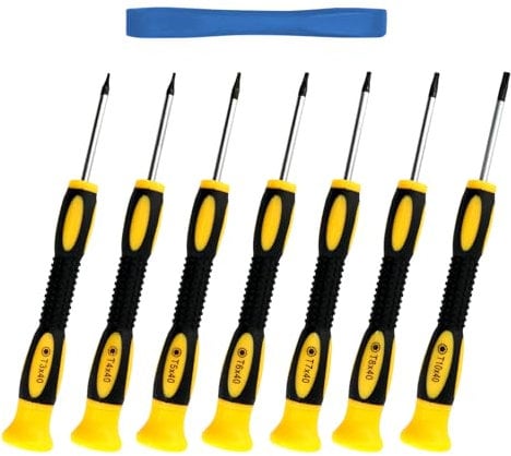 Magnetic Screwdriver Set, 8PCS Torx Screwdriver Set T3 T4 T5 T6 T7 T8 T10 Security Screwdrivers Torx Star Head Screwdrivers with Pry Tool Compatible with PS5 PS4 PS3 Xbox One Xbox 360 MacBook