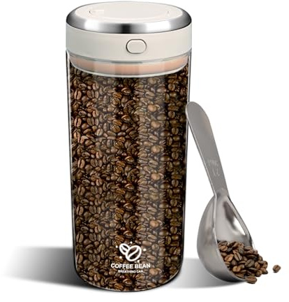 BigKing Bocal Hermétique pour Café avec Couvercle, Conservable sous Vide et Record de Durée, avec Cuillère en Acier Inoxydable, Conteneur Hermétique pour Café en Grains en Verre Borosilicate (1700ml)