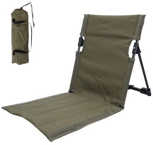 Strandmatte klappbar mit Rückenlehne Verstellbarer, Sonnenliege klappbar Leicht mit Tragegurt und Tasche, Strandliege Faltbar, Liegematte Sonnenmatte für Strand Garten Urlaub Camping (Grün Kurze)