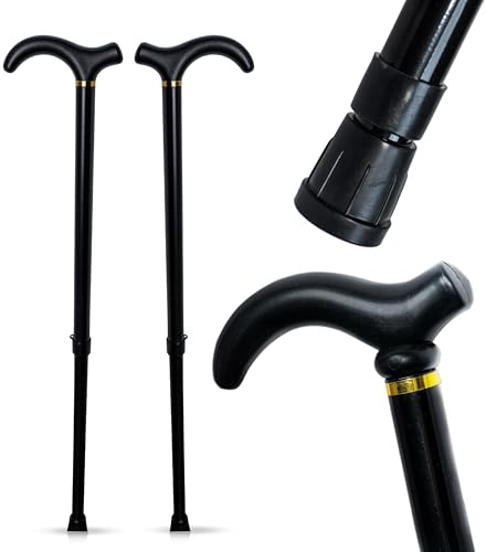 Bastone per Anziani Regolabile Altezza 53-90 cm Set da 2 – Bastone da Passeggio Impugnatura Ergonomica e Base Antiscivolo