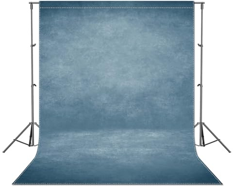 Luminora 5x7ft Fabric Blue Abstract Thick Photography Backdrop | Portrait Photo Background, Texture, Adult Kids Headshot, Photoshoot Studio Props, Roller Pocket On Top (No Stand No Clips)