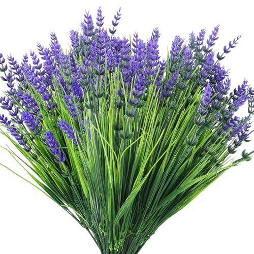 12 fasci di simulazione di lavanda, fiori finti per decorazioni, fiori finti da esterno, 35 cm, per balcone, giardino, fioriera, vaso di fiori, cortile