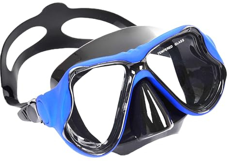 Gafas de buceo para adultos - Máscara de snorkel Anti-propósito con tapa de la nariz, Gafas de natación transparentes de 180 ° | Máscara de Cara de Vidrio Templado para Hombres Mujeres