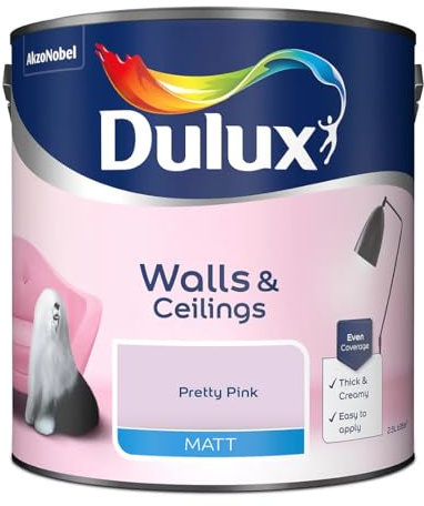 Pretty Pink Walls & Ceilings Matt Emulsion Paint 2.5L – Smooth Creamy Finish, Quick Dry, Low VOC, Easy Application for Interior Walls & Ceilings