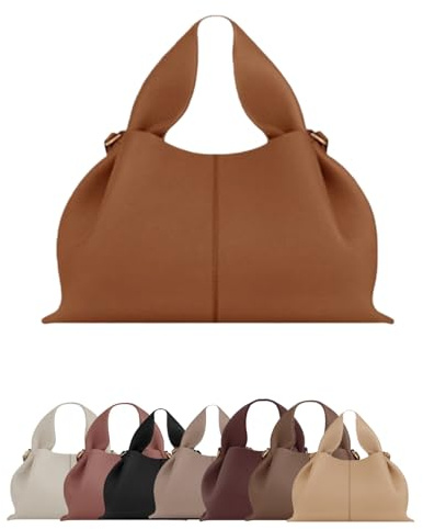Kuisoe Dumpling Crossbody Bag Damen – Kleine Umhängetasche aus PU Leder mit abnehmbarem Schultergurt, Handtaschen & Geldbörse Design | Verschleißfest & Pflegeleicht Schlicht-elegant