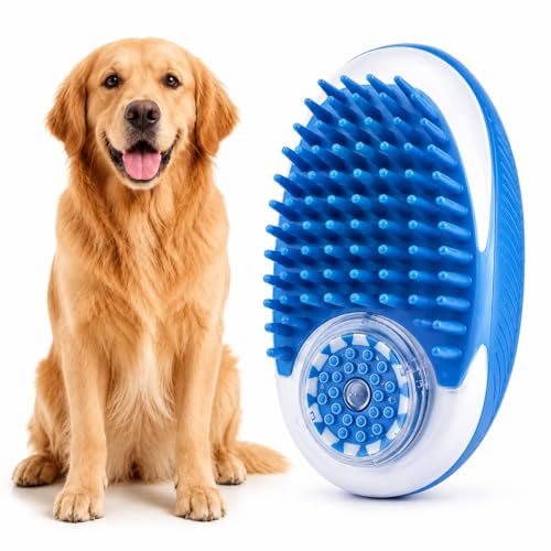 2 in 1 Shampoo Brush for Dogs Cats Soft Silicone pet grooming comb with Shampoo Dispenser Bath Brush Massage Scrubber Fur Cleaning Tool for Shedding Washing Groom Care Use pet grooming comb