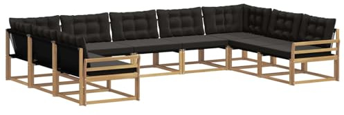 vidaXL Outdoor-Sofagarnitur mit Kissen 9 pcs Weiß und Schwarz, Garten Lounge, Moderne Outdoor-Couch, witterungsbeständiger Sitzbereich, bequem für die Terrasse