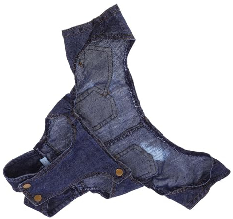 LALADEFIEE Salopette di Jeans per Cani Piccoli in Denim, Abbigliamento per Cuccioli Comodo e Sicuro, Facile da Indossare, per Attività All'aperto e Foto