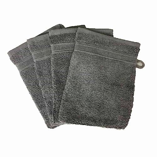 Alpes Blanc - Lot de 4 Gants de Toilette - 20x15 - Anthracite