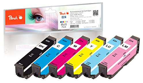 Peach E24 Spar Pack Druckerpatronen (BK, C, M, Y, LC, LM) ersetzt Epson No. 24, C13T24284010 für z.B. Epson Expression Photo XP -55, Epson Expression Photo XP -750, Epson Expression Photo XP -760