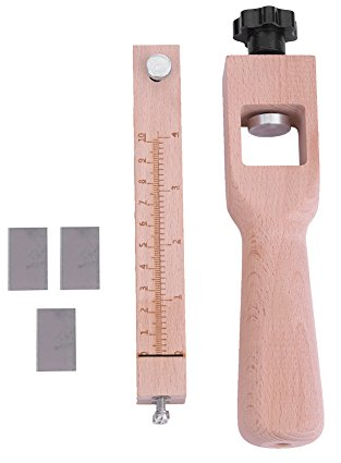 1 Pieza de Cuero Ajustable Cortador de Tiras de Madera Herramienta Correa Cortador de Cinturón de Corte Herramienta de Arte de BRICOLAJE con 5 Hojas, Color de Madera Original