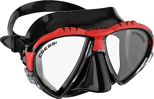 Cressi Matrix Tauchen Schnorcheln Maske, Schwarz/Rot, Einheitsgröße