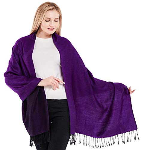 CJ Apparel Violett & Schwarz Einfarbiges Design Stola Schal Umschlagtuch Schultertuch Tuch Zweite Wahl Pashmina NEU