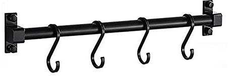 Smallboutique Black Aluminum Utensils Holder,Kitchen Rack Wall Mounted,Kitchen Rail Pan Hanger With S Hooks For Hanging Kitchen Utensil,Bathroom Gadget
