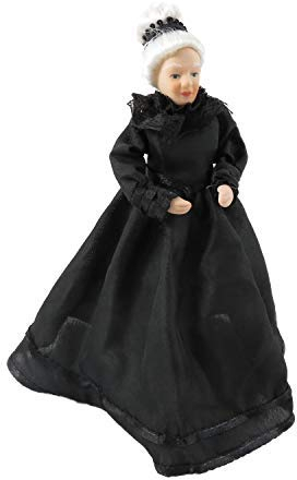 Melody Jane Puppenhaus Viktorianisch Alt Lady Schwarz Abendkleid Porzellan Damen 1:12 Menschen