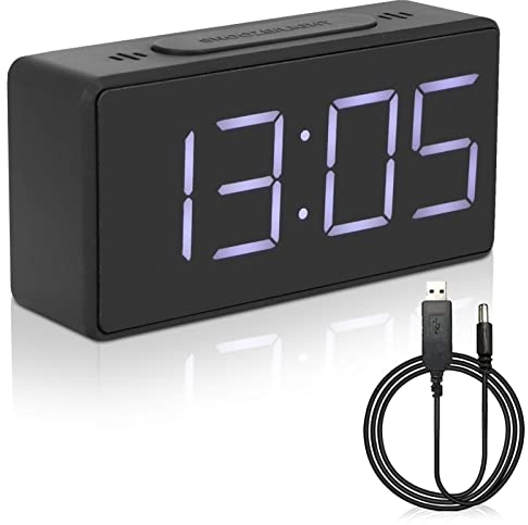 Reloj Despertador Digital, LED Pantalla Reloj Alarma Inteligente con función de repetición Reloj de Mesa portátil para el hogar, Dormitorio de Estudiantes, Uso Junto a la Cama (Negro)