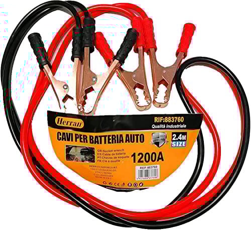 Herran Cavi per Batteria Auto 1200AMP-Cavi di Avviamento per Batteria Amperaggio1200A, Cavi di Collegamento 2,4metri