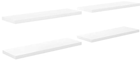 vidaXL 4X Wandregal Schwebend Hängeregal Wandboard Bücherregal Regalbrett Schweberegal CD DVD Regal Dekoregal Hochglanz-Weiß 120x23,5x3,8cm MDF