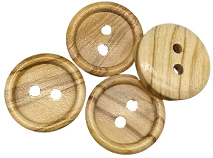 BOTIBOTON - Botones de Madera de Olivo - 2 agujeros - Varias tallas (15 mm) - Accesorio costura - Fabricado y enviado desde ESPAÑA