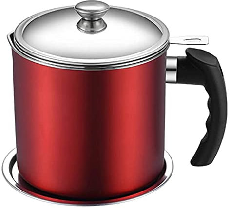 Großes Saucen-Sieb Fettabscheider Premium 304 Edelstahl Sauciere Suppe Fettabscheider für gesundes Kochen - reduziert Fettaufnahme (1200 ml) (rot)