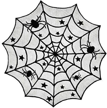 TENDYCOCO Halloween Black Spider Web Tischdecke Spitze Stricken Restaurant Tischdeckel Abdeckungen Halloween Tischdekoration