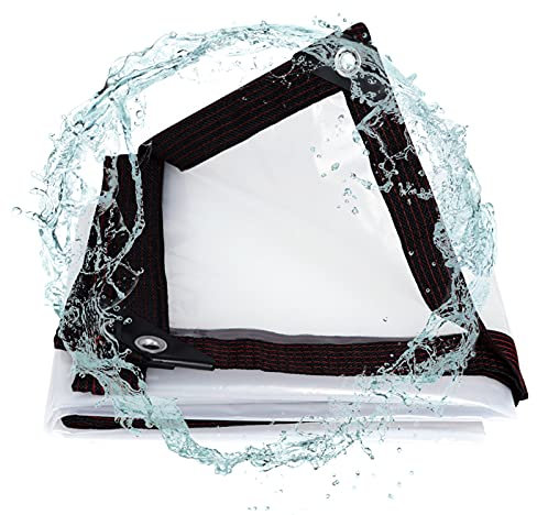 XIGG Abdeckplane Wasserdicht 5x5m, Universell Einsetzbare Regenplane, Gewebeplane Transparent Mit Ösen, Bootsplane Transparent, für Gartenmöbel, Wasserabweisend & UV