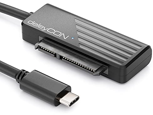 deleyCON Adaptateur USB 3.0 SATA Câble USB C vers Disques Durs 2,5 Pouces HDDs SSDs 5 GBit/s UASP SATA I II III Plug&Play