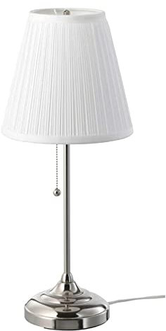 tradefirst 55CM ÅRSTID Table Lamp Nickel Plated White Pull Chain Switch, Bedside Lamps, Table Lamps for Living Room Home Office, Home Improvement, Home Decor