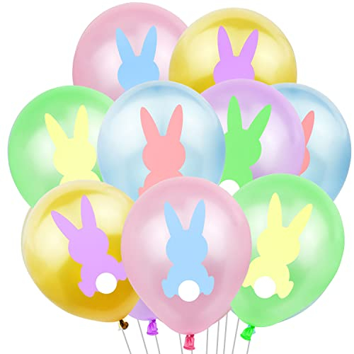 Oblique Unique® Osterhasen Luftballon Set 10 Stk. Hasen Ballons Deko für Ostern Kinder Geburtstag Motto Party Osterdeko Osterdekoration Bunt