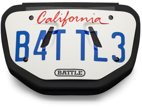 Battle Sports Nummernschild Fußball Rückenplatte - Hartschale für den unteren Rücken mit konturiertem Schaumstoff für hohen Aufprallschutz - Erwachsene, California Plate, Weiß
