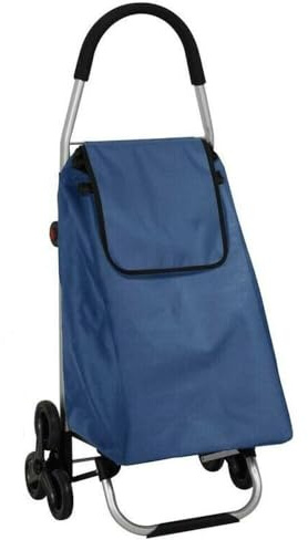 Carrello per la Spesa 3+3 Ruote sali Scale portaspesa Trolley Borsa Portata 30kg in Alluminio Leggero e richiudibile-Blu