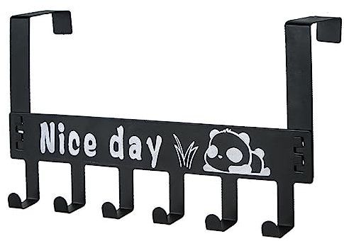 Echehi Robuster Türgarderobe mit Nice Day Brief, Türhaken Schwarz, Türgarderobe zum Einhängen für Mantel, Handtuch, Tasche, Regenschirm, Schlüssel
