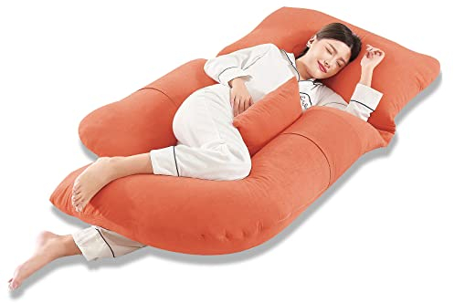 Pregnancy Pillow,Pregnancy Pillow Cover C Shaped Pillowcase,Extra Large Shaped Body Pillow,Breathable, Machine Washable,Orange
