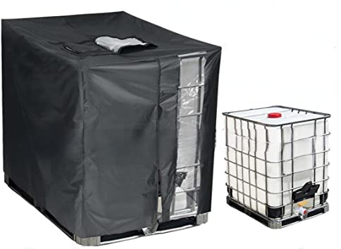 IBC Tank Abdeckung 800L/1000 L/1200L Wassertank Abdeckung Mit Lochauschnitt, 210DExtra Dick, UV-Folie Schutzhülle Schutzplane Schutzhaube Cover, Warm Halten Und Frostschutz 1200L130*115*110cm schwarz