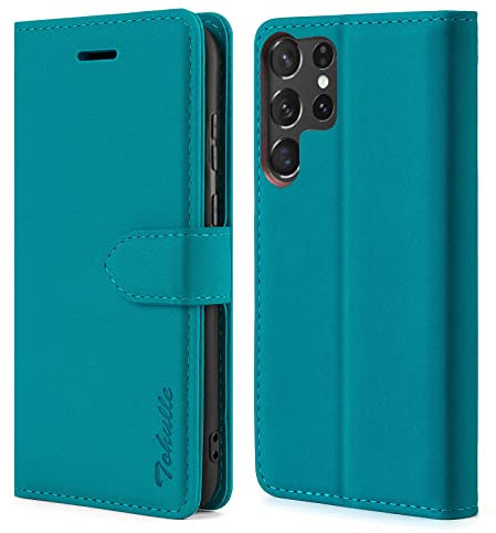 TOHULLE Case for Samsung Galaxy S23 Ultra 5G, Premium PU Leather Wallet Case with Card Holder Kickstand Magnetic Closure Protective Flip Folio Case Cover for Samsung S23 Ultra - Blue