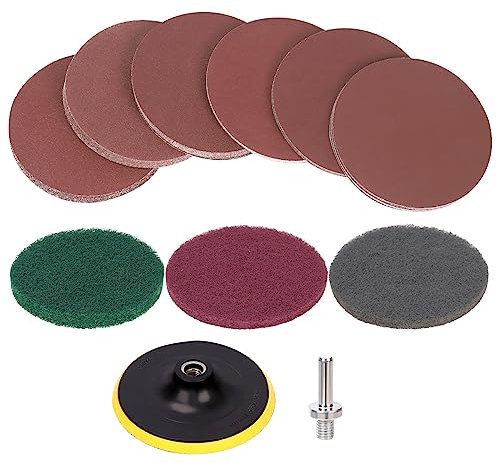 Glarks Kit di 64 dischi abrasivi da 12,7 cm, accessori per smerigliatrice angolare con filettatura da 5/8-11, dischi per trapano e 80, 100, 120, 180, 240, 400, carta vetrata per lucidatura e