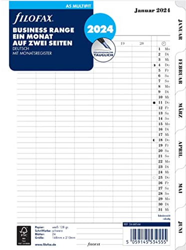 FILOFAX Kalendereinlage 2024 A5 1 Monat / 2 Seiten tabbed 24-68544