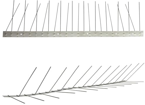Pestsystems Vogelabwehr Dachrinne Premium Taubenspikes 1 Meter - 2-reihig auf V2A-Titan - hochwertige Lösung effektiv für Taubenabwehr Vogelschreck Taubenschreck Edelstahl Spikes Balkon Dach