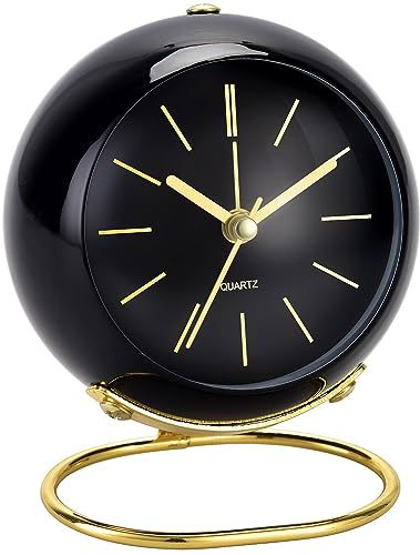 Battery Operated Desk Alarm Clocks with Light, Analog Clock Retro Silent No Ticking, Loud Table Clock for Bedside/Bedroom/Kitchen/Office/Travel/Kids/Room Decor Aesthetic Vintage