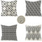 Kissenbezüge 30x30 cm 4er Set Streifen Outdoor Kissen Hahnentritt Sofakissen Deko Kopfkissen Wasserfest Linen Zierkissen Quadratische Kissenhülle für Gartenmöbel Sofa Bett Auto Terrasse Schlafzimmer